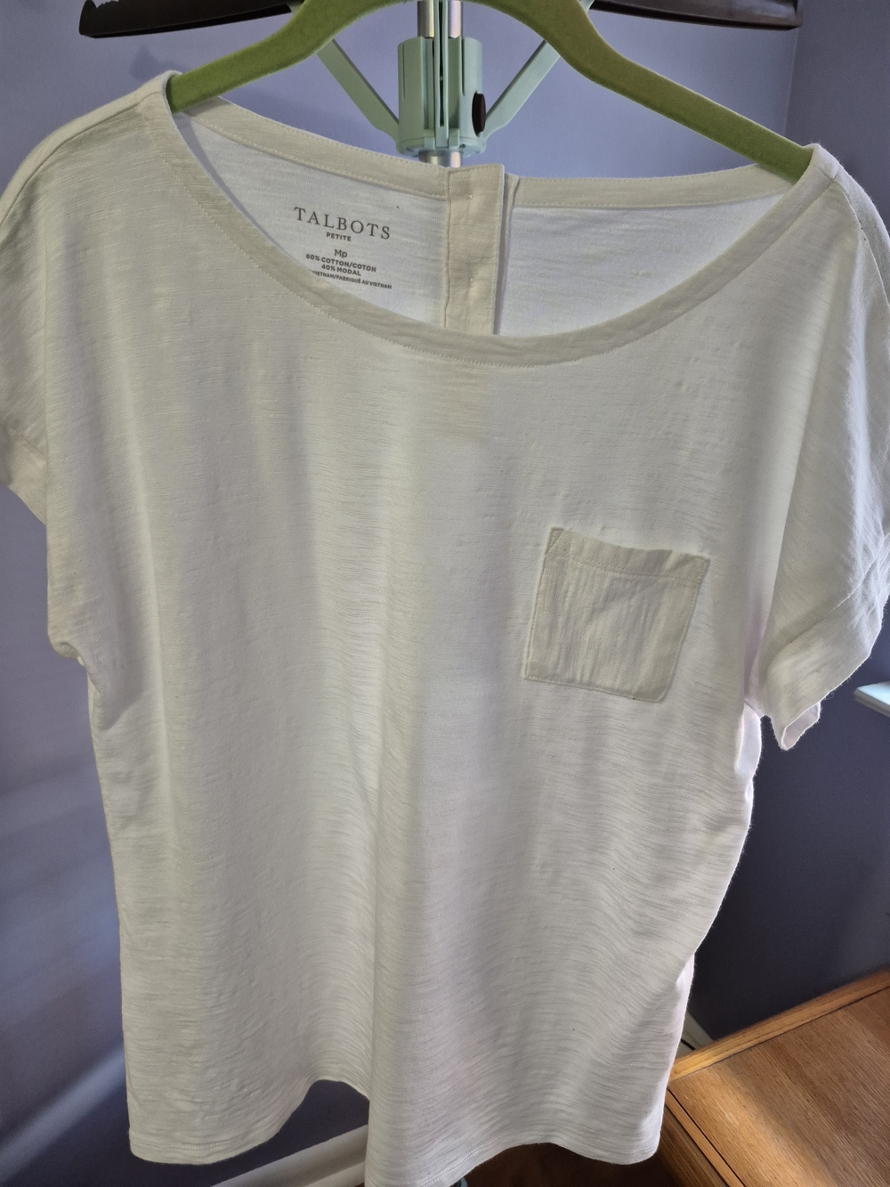 Talbots White Short-Sleeve Pocket Tee -  Medium Petite